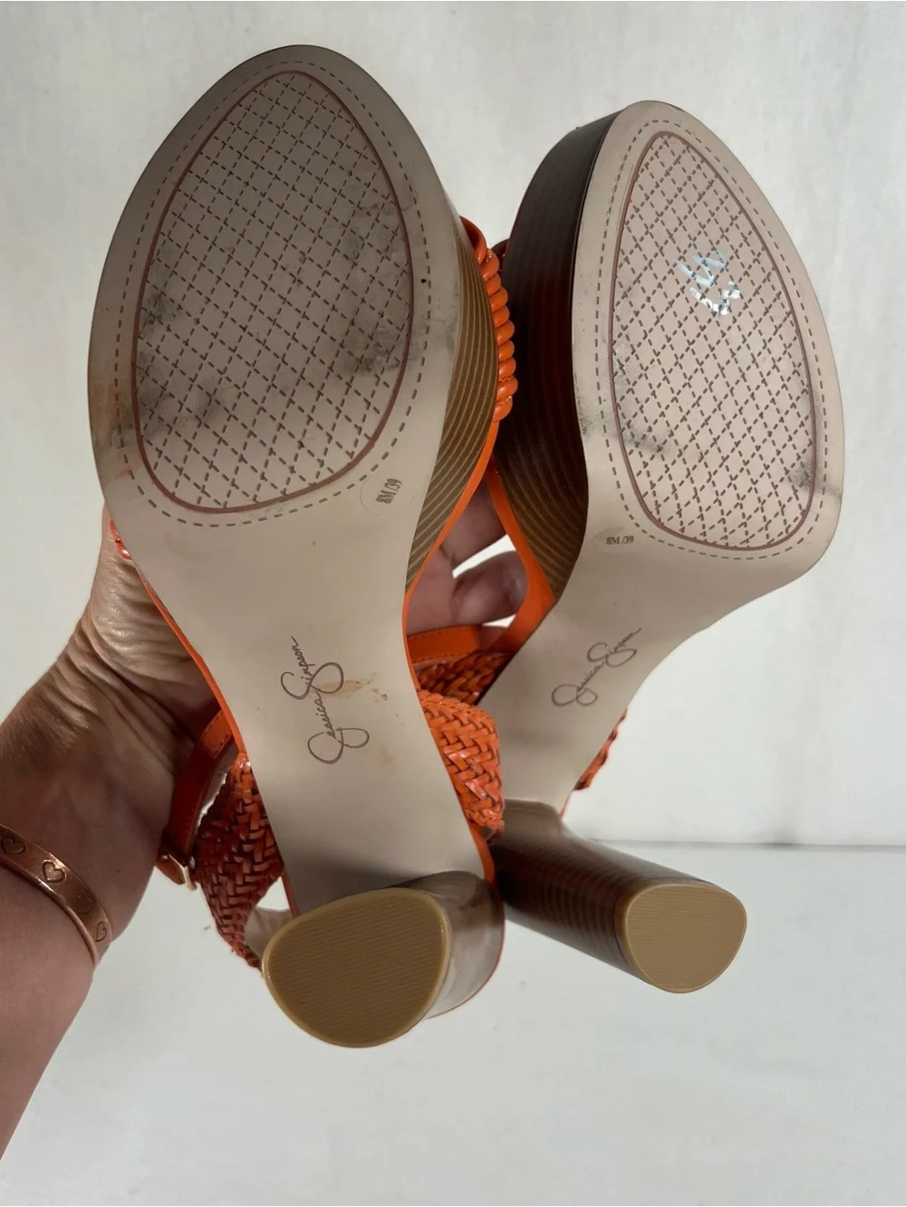 Jessica Simpson Orange Braided Strap Platform Sandals
